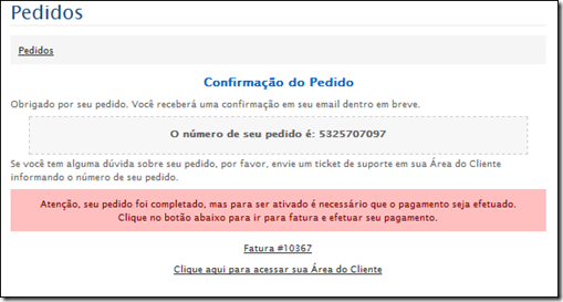 Confirmação do Pedido