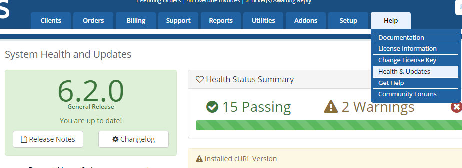 WHMCS Instalado - v6.2.0